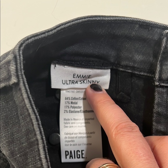 PAIGE - Charcoal Button-Fly Jeans, Emmie skinny - Picture 3 of 6